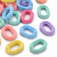 Rubberized Style Acrylic Linking Rings, Quick Link Connectors, for Cross Chains Making, Oval, Faceted, Mixed Color, 25.5x18x6mm, Inner Diameter: 8x15.5mm(MACR-T041-11)