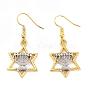 Alloy Dangle Earrings, Star, Antique Silver & Stainless Steel Color, 43.5x20mm(EJEW-Q802-04)