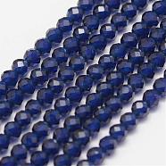 Synthetic Gemstone Beads Strands, Imitation Sapphire, Faceted, Round, Grade A, 2mm, Hole: 0.5mm, about 148pcs/strand, 15.3 inch(39cm)(G-K182-2mm-27)