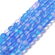 Synthetic Moonstone Beads Strands, Frosted, Round, Dodger Blue, 10mm, Hole: 1mm, about 38~40pcs/strand, 14.96''~15.16''(38~38.5cm)(G-E573-01C-19)
