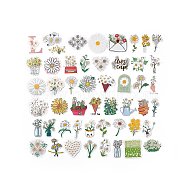 50Pcs 50 Styles Flower Theme PET Stickers Sets, Waterproof Adhesive Decals for DIY Scrapbooking, Photo Album Decoration, Flower Pattern, 58~70x32~65x0.1mm, 1pc/style(STIC-P003-04)
