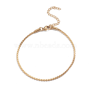 304 Stainless Steel Serpentine Chain Anklets, with Lobster Claw Clasps, Golden, 7-5/8 inch(19.5cm)(AJEW-G024-04G)