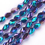 Electroplate Glass Beads Strands, Full Plated, teardrop, Faceted, Colorful, 8.5x6x6mm, Hole: 1mm, 21.2~23.2 inch(54~59cm), 65~70pcs/strand(EGLA-I009-FP03)