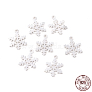 925 Sterling Silver Pendants, Snowflake, Silver, 11.5x8x0.5mm, Hole: 0.9mm(STER-D035-03S)