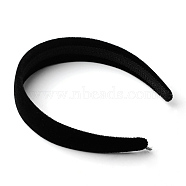 Plastic Hair Bands, with Velvet Cloth Covered, Black, 110mm(OHAR-R275-05)