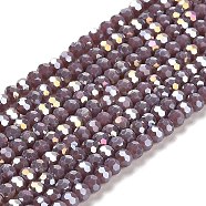 Opaque Glass Beads Stands, AB Color, Faceted(32 Facets), Round, Rosy Brown, 3.5x3mm, Hole: 1mm, about 163~166pcs/strand, 50~51cm(EGLA-A035-P3mm-B11)