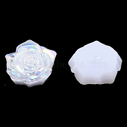 Opaque ABS Plastic Cabochons, AB Color Plated, Rose, White, 18x17x6.5mm(KY-N021-01-A12)