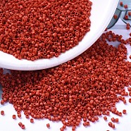 MIYUKI Delica Beads, Cylinder, Japanese Seed Beads, 11/0, (DB0795) Dyed Semi-Frosted Opaque Cinnabar, 1.3x1.6mm, Hole: 0.8mm, about 10000pcs/bag, 50g/bag(SEED-X0054-DB0795)