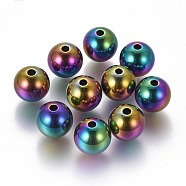 Ion Plating(IP) 304 Stainless Steel Beads, Round, Rainbow Color, 10mm, Hole: 2mm(STAS-F225-07-M)