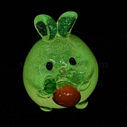 Luminous Resin Rabbit Ornament, Glow in the Dark Minifigure Cartoon Bunny Display Decoration, Light Khaki, 20.5x17.5x21mm(CRES-M020-03C)