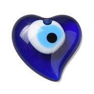 Evil Eye Resin Pendants, Translucent Blue Lucky Eye Charms, Heart, 31x31.5x8mm, Hole: 4mm(RESI-2013-02)