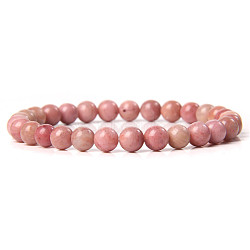 Synthetic Rhodonite Round Beaded Stretch Bracelet, show in picture30(SF8562-13-1)