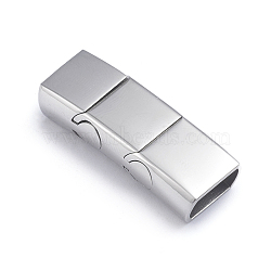 Retro 304 Stainless Steel Magnetic Clasps with Glue-in Ends, Rectangle, Stainless Steel Color, 35.5x13.5x8mm, Hole: 6x11mm(STAS-L243-023P)