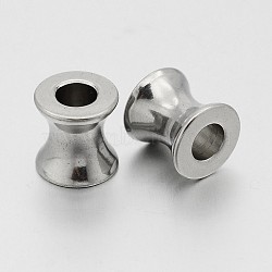 Tarnish Resistant Column 304 Stainless Steel European Beads, Large Hole Beads, Stainless Steel Color, 8x8mm, Hole: 4mm(STAS-N062-56P)