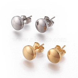 304 Stainless Steel Stud Earrings, Hypoallergenic Earrings, with Ear Nuts, Flat Round, Mixed Color, 7.5x3.5mm, Pin: 0.6mm, 6pairs/card(X-EJEW-I235-08)