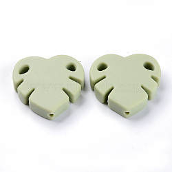 Food Grade Eco-Friendly Silicone Focal Beads, Chewing Beads For Teethers, DIY Nursing Necklaces Making, Leaf, Dark Sea Green, 35x35.5x8mm, Hole: 2.5mm(SIL-S003-06B)
