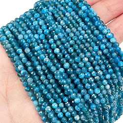 Natural Apatite Beads Strands, Faceted, Round, 3mm, Hole: 0.6mm, about 120pcs/strand, 15''(38.1cm)(G-Z057-B02-02)