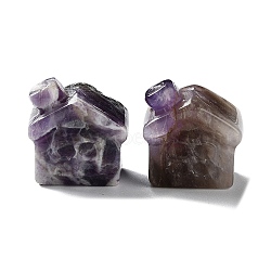 Natural Amethyst Carved Healing House Figurines, Reiki Energy Stone Display Decorations, 24x17x25.5mm(DJEW-P015-01A)