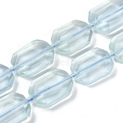 Synthetic Blue Quartz Beads Strands, Faceted, Rectangle, with Seed Beads, 21~22x15~17x7~8mm, Hole: 1mm, about 16~20pcs/strand, 15.35~15.75''(39~40cm)(G-B125-P10-01)