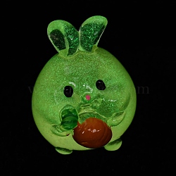 Luminous Resin Rabbit Ornament, Glow in the Dark Minifigure Cartoon Bunny Display Decoration, Light Khaki, 20.5x17.5x21mm(CRES-M020-03C)