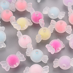 Transparent Acrylic Beads, Frosted, Bead in Bead, Candy, Mixed Color, 11.5x21.5x11.5mm, Hole: 2.5mm(X-TACR-S152-13C)