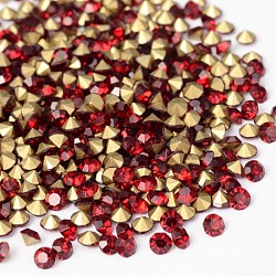 Back Plated Grade A Diamond Glass Pointed Rhinestone, Siam, 3.8~3.9mm, about 1440pcs/bag(RGLA-SS16-029)