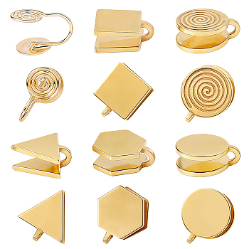 10Pcs 5 Styles 304 Stainless Steel & Brass  Cuff Earrings, Punk Style Jewelry for Men Women, Golden, 9.5~16x10~12x17mm, 2pcs/style