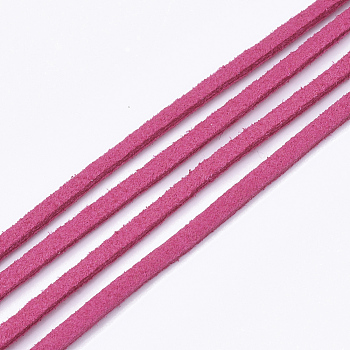 Faux Suede Cord, Faux Suede Lace, Deep Pink, 2.5~2.8x1.5mm, about 1.09 yards(1m)/strand
