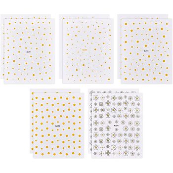 10 Sheets 5 Style PET Nail Art Stickers, Daisy Nail Decals, for DIY Nail Decals Design Manicure Decor, Mixed Patterns, 103x80x0.4mm, 2 sheets/style