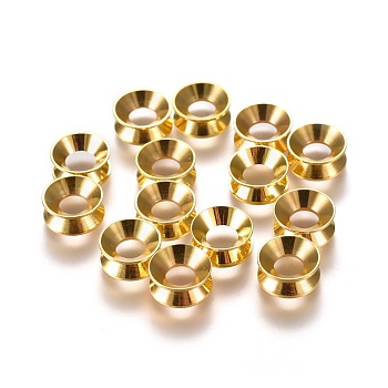 Brass European Beads, Rondelle, Large Hole Beads, Golden, 9x4mm, Hole: 4mm