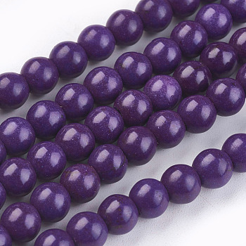 1 Strand Dyed Indigo Round Synthetic Turquoise Beads Strands, 6mm, Hole: 1mm, about 67pcs/strand, 15.75 inch