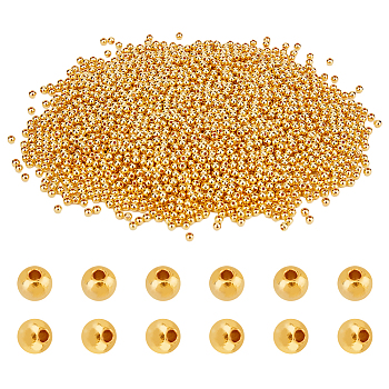 DICOSMETIC CCB Plastic Beads, Round, Golden, 4x3.5mm, Hole: 1.4mm, 3000pcs/box