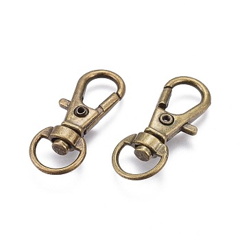 Alloy Swivel Lobster Claw Clasps, Swivel Snap Hook, Jewellery Making Supplies, Antique Bronze, 30.5x11x6mm, Hole: 5x9mm