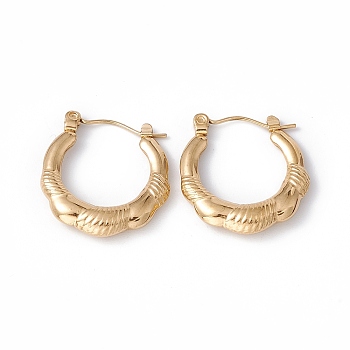 Ion Plating(IP) 304 Stainless Steel Chunky Hoop Earrings for Women, Golden, 21x20x4mm, Pin: 0.7mm