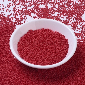MIYUKI Round Rocailles Beads, Japanese Seed Beads, 11/0, (RR407F) Matte Opaque Vermilion Red, 2x1.3mm, Hole: 0.8mm, about 1100pcs/bottle, 10g/bottle(SEED-JP0008-RR0407F)