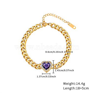 Heart Cubic Zirconia Link Bracelets(YD9481-2)-2