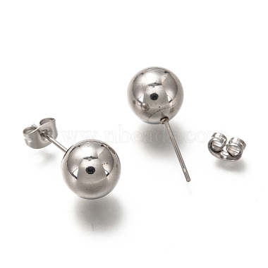 Tarnish Resistant 304 Stainless Steel Ball Stud Earrings(EJEW-L254-01A-P)-2