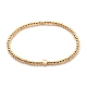 Brass Round Beaded Stretch Bracelet with Flat Round for Women(BJEW-JB07607)-1
