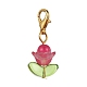 Flower Natural Jade & Glass Pendant Decooration(HJEW-JM01605)-4