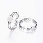 Brass Pad Ring Bases, Lead Free, Cadmium Free and Nickel Free, Adjustable, Silver Color Plated, Tray: 6mm, 17mm(EC161-S)