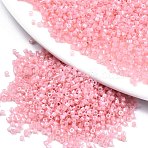 FGB 11/0 Grade A Baking Paint Glass Seed Beads, Cylinder, Uniform Seed Bead Size, Opaque Colours Luster, Pink, about 1.5x1mm, Hole: 0.5mm, about 2000pcs/10g(X-SEED-S030-1143)