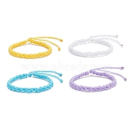 4Pcs 4 Colors Peach Blossom Braided Cord Bracelets Set, Friendship Lucky Adjustable Bracelets for Women, Mixed Color, Inner Diameter: 2-1/4 inch(5.6cm)~4-1/4 inch(10.9cm)(BJEW-JB07608)
