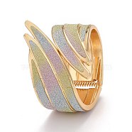 Sparkling Wing Wrap Cuff Bangle, Chunky Wide Hinged Open  Bangle for Women, Light Gold, Colorful, Inner Diameter: 2x2-3/8 inch(5.1x5.9cm)(BJEW-K223-06KCG-01)