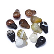 Natural Banded Agate/Striped Agate Beads, Half Drilled, Dyed & Heated, Teardrop, 18.5~19x12.5~13x10.5mm, Hole: 0.8~1mm(X-G-L514-002)