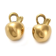 304 Stainless Steel Charms, Golden, Apple, 10.5x7x7mm, Hole: 2x1.5mm(STAS-H438-12G-02)