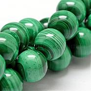 Natural Malachite Bead Strands, Round, 12mm, Hole: 1mm, about 33pcs/strand, 15.7 inch(G-O143-10-12mm)