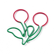 Cherry Shape Iron Paperclips, Cute Paper Clips, Funny Bookmark Marking Clips, Sea Green, 34~36x20~36x2.4mm(TOOL-I005-12)