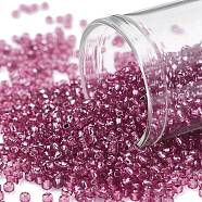 TOHO Round Seed Beads, Japanese Seed Beads, (2218) Silver Lined Mauve, 11/0, 2.2mm, Hole: 0.8mm, about 5555pcs/50g(SEED-XTR11-2218)
