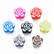 Handmade Polymer Clay Beads, Flower, Mixed Color, 9~10x9~10x4.5~5mm, Hole: 1.4~1.8mm(CLAY-N011-65)