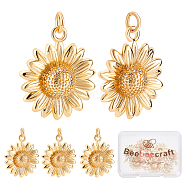 8Pcs Brass Pendants, Long-Lasting Plated, Flower, Real 18K Gold Plated, 21x18x4.5mm, Hole: 3mm, Jump Ring: 5x0.8mm(KK-BBC0002-54)
